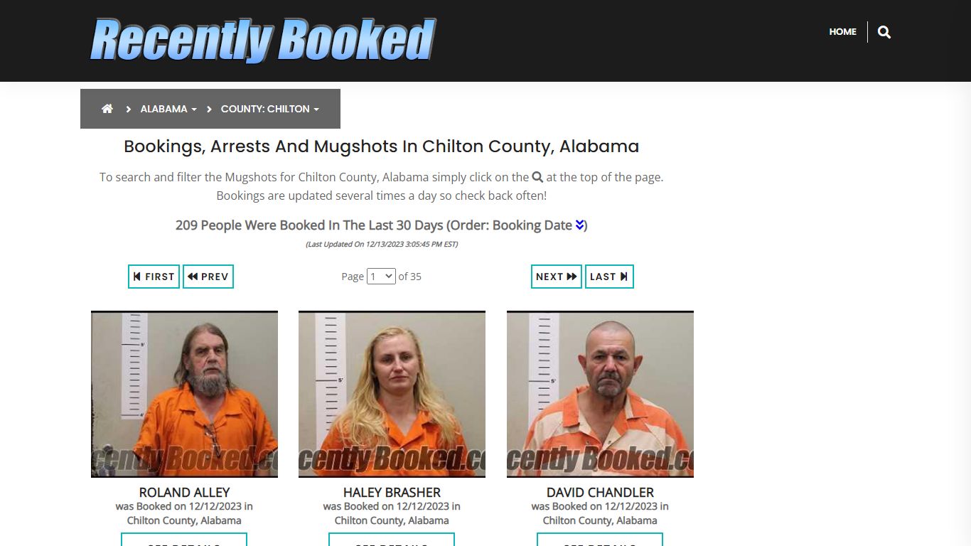 Recent bookings, Arrests, Mugshots in Chilton County, Alabama